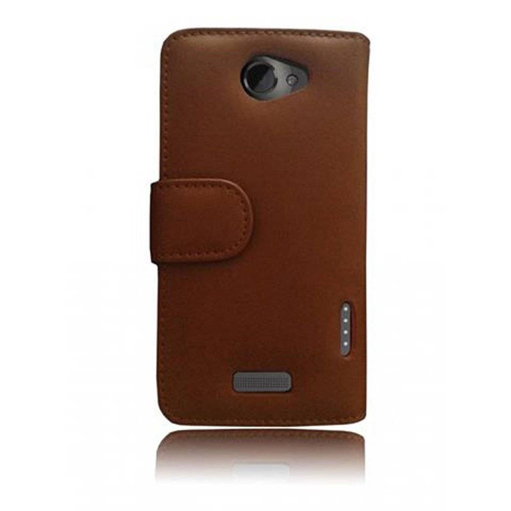 Cadorabo Handy Hülle für HTC ONE X / X+  Hülle in KAKAO BRAUN , Schutzhülle Tasche case cover mit Kartenfach im glatten Design