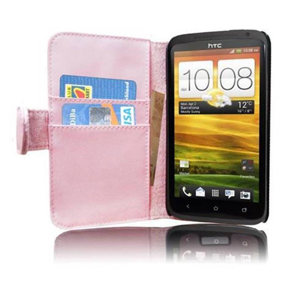 Cadorabo Handy Hülle für HTC ONE X / X+  Hülle in ANTIK ROSA , Schutzhülle Tasche case cover mit Kartenfach im glatten Design
