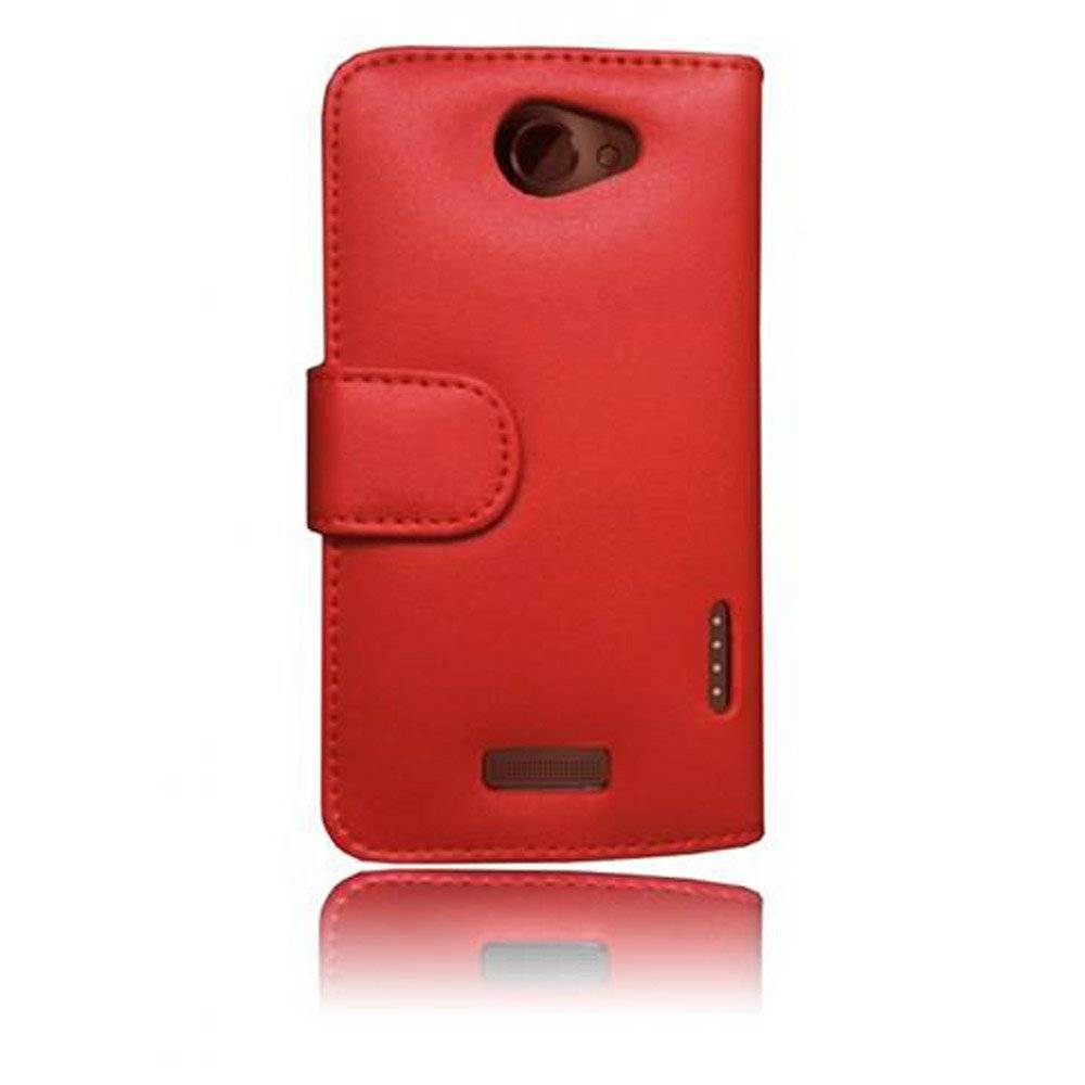 Cadorabo Handy Hülle für HTC ONE X / X+  Hülle in CHILI ROT , Schutzhülle Tasche case cover mit Kartenfach im glatten Design