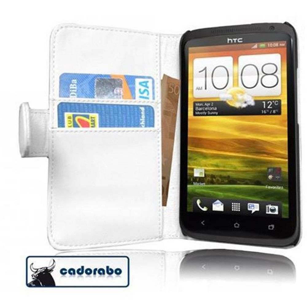 Cadorabo Handy Hülle für HTC ONE X / X+  Hülle in POLAR WEIß , Schutzhülle Tasche case cover mit Kartenfach im glatten Design