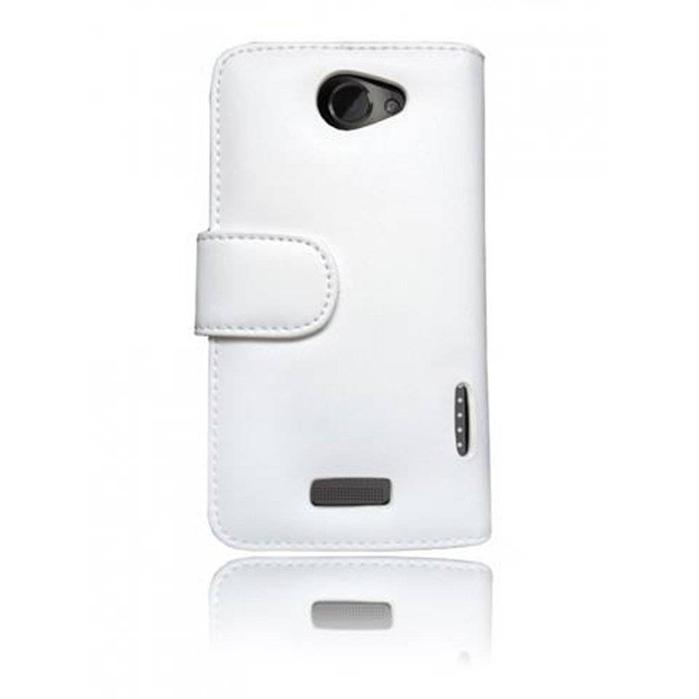 Cadorabo Handy Hülle für HTC ONE X / X+  Hülle in POLAR WEIß , Schutzhülle Tasche case cover mit Kartenfach im glatten Design