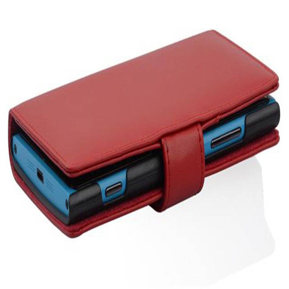 Cadorabo Handy Hülle für Nokia Lumia 920 Hülle in CHILI ROT , Schutzhülle Tasche case cover mit Kartenfach im glatten Design