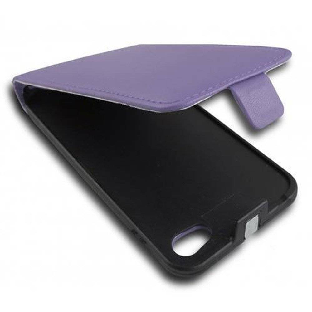 Cadorabo Hülle für Apple iPhone 4 / iPhone 4S Hülle in FLIEDER VIOLETT - Handyhülle im Flip Design aus glattem Textilleder - Case Cover Schutzhül