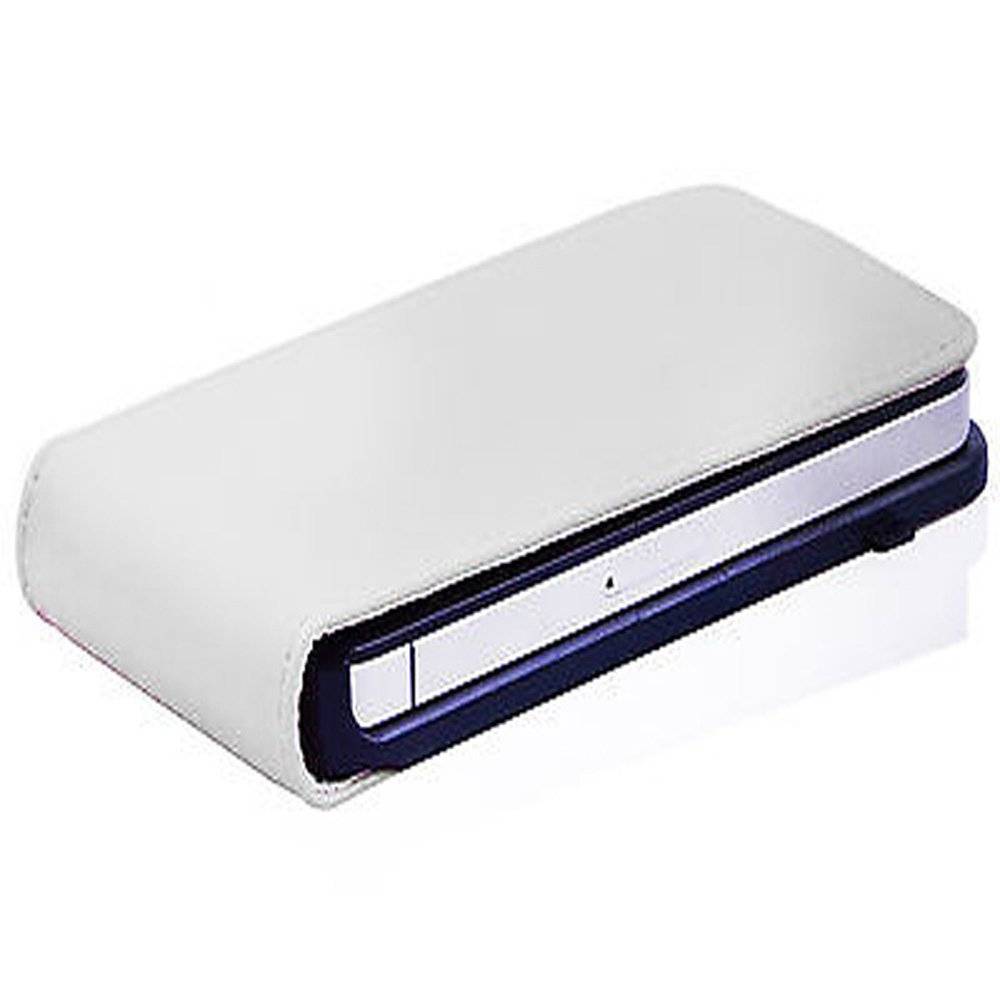 Cadorabo Hülle für Apple iPhone 4 / iPhone 4S Hülle in POLAR WEIß - Handyhülle im Flip Design aus glattem Textilleder - Case Cover Schutzhülle E