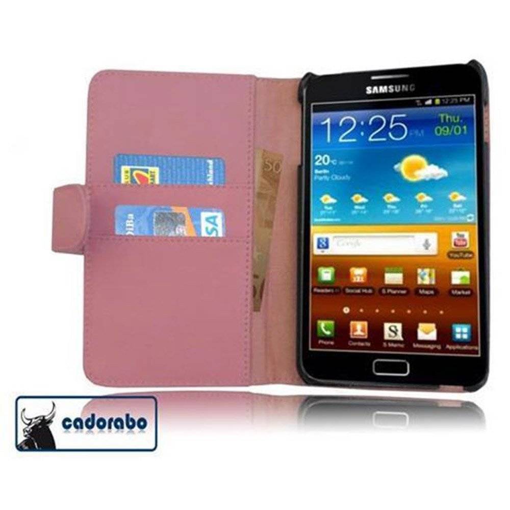 Cadorabo Handy Hülle für Galaxy NOTE 1  Hülle in ANTIK ROSA , Schutzhülle Tasche case cover mit Kartenfach im glatten Design