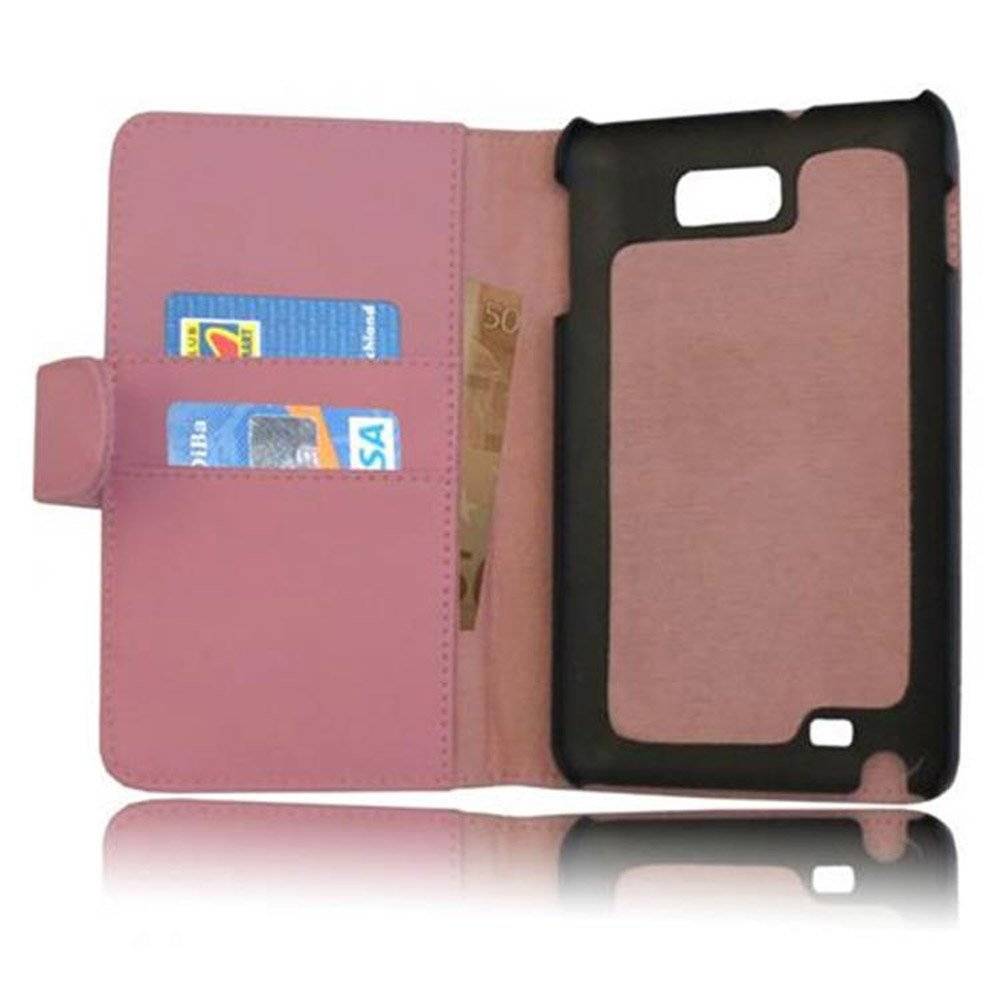 Cadorabo Handy Hülle für Galaxy NOTE 1  Hülle in ANTIK ROSA , Schutzhülle Tasche case cover mit Kartenfach im glatten Design