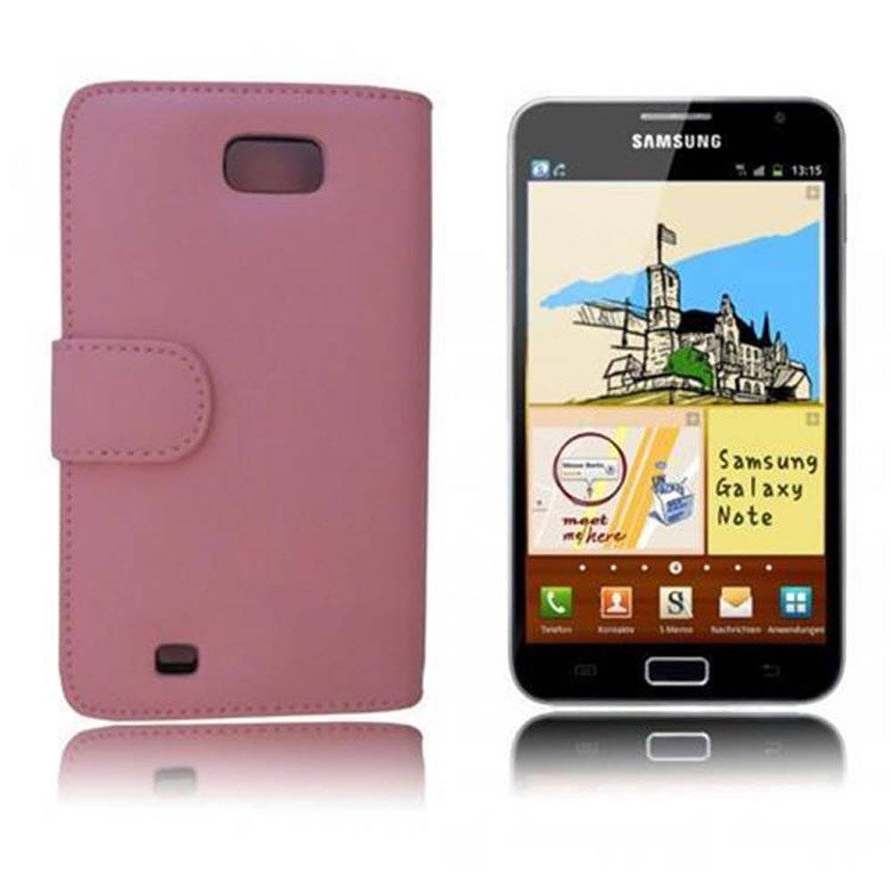 Cadorabo Handy Hülle für Galaxy NOTE 1  Hülle in ANTIK ROSA , Schutzhülle Tasche case cover mit Kartenfach im glatten Design
