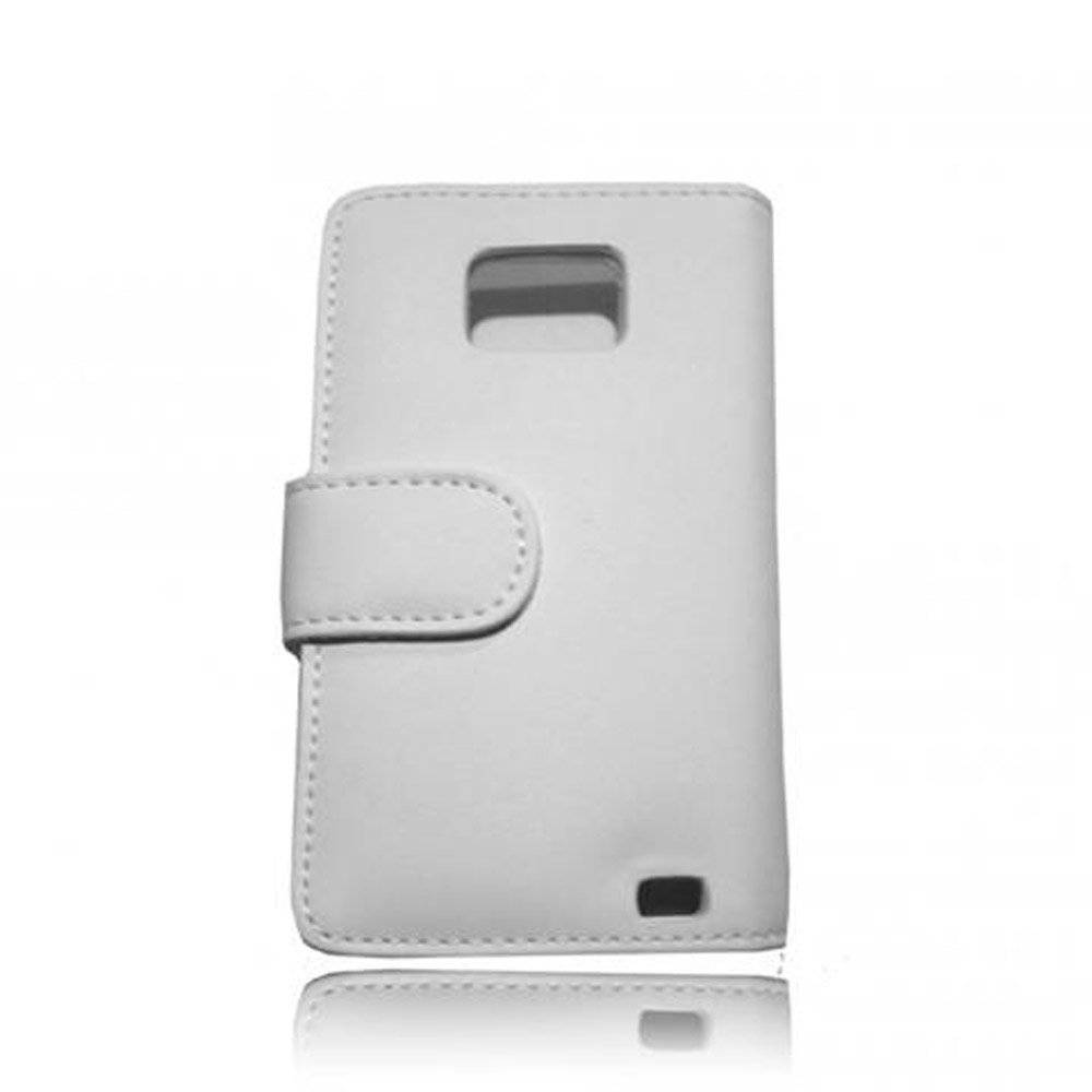 Cadorabo Handy Hülle für Galaxy S2 / S2 PLUS  Hülle in POLAR WEIß , Schutzhülle Tasche case cover mit Kartenfach im glatten Design