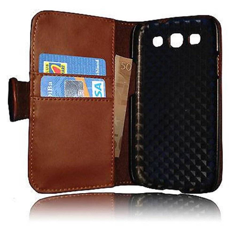 Cadorabo Handy Hülle für Galaxy S3 / S3 NEO  Hülle in KAKAO BRAUN , Schutzhülle Tasche case cover mit Kartenfach im glatten Design