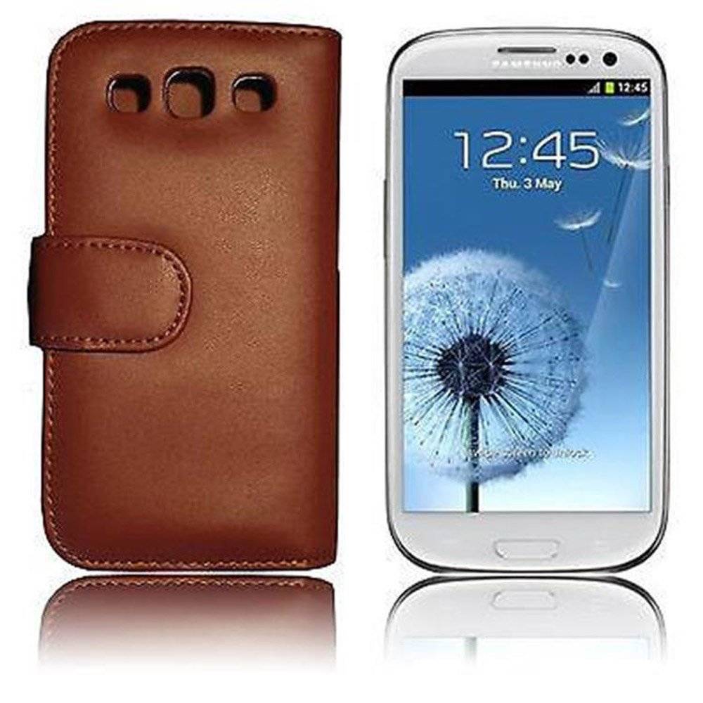 Cadorabo Handy Hülle für Galaxy S3 / S3 NEO  Hülle in KAKAO BRAUN , Schutzhülle Tasche case cover mit Kartenfach im glatten Design