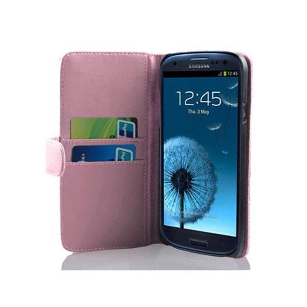 Cadorabo Handy Hülle für Galaxy S3 / S3 NEO  Hülle in ANTIK ROSA , Schutzhülle Tasche case cover mit Kartenfach im glatten Design