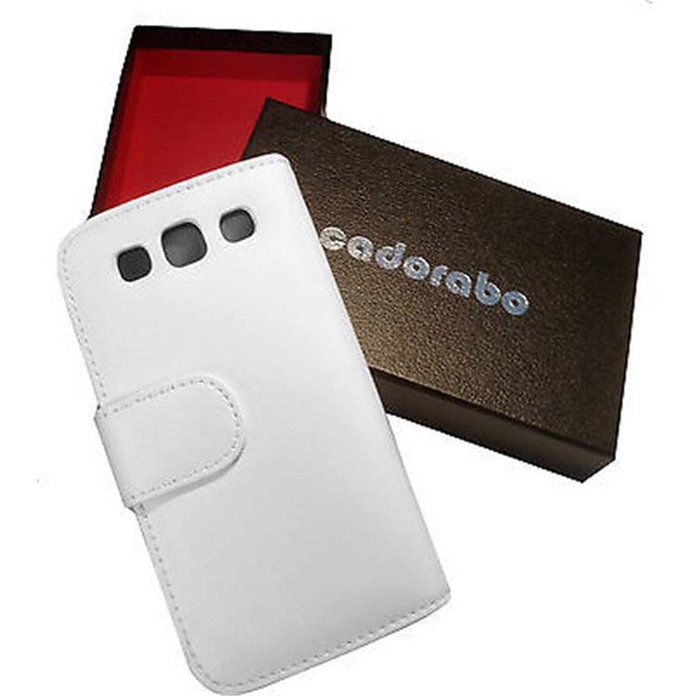 Cadorabo Handy Hülle für Galaxy S3 / S3 NEO  Hülle in POLAR WEIß , Schutzhülle Tasche case cover mit Kartenfach im glatten Design