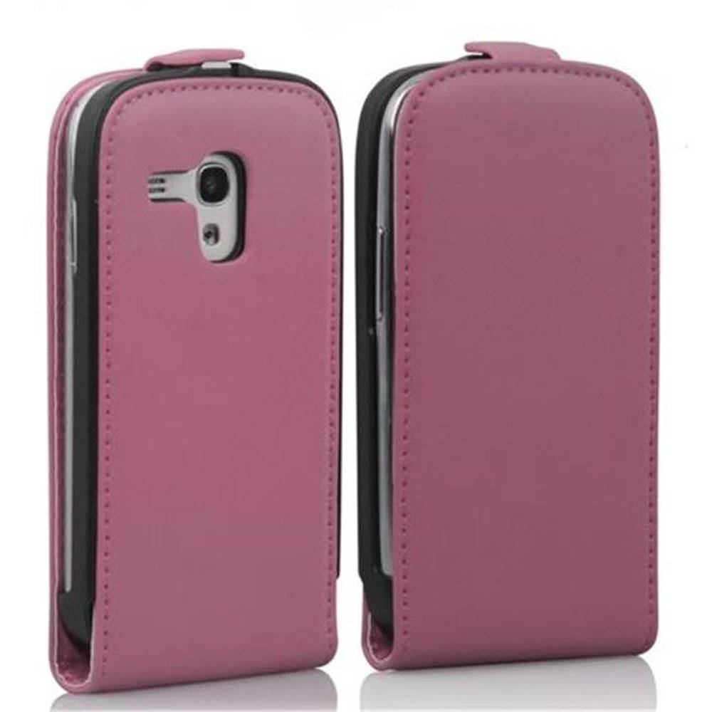 Cadorabo Hülle für Samsung Galaxy S3 MINI Hülle in ALT ROSA - Handyhülle im Flip Design aus glattem Textilleder - Case Cover Schutzhülle Etui Tas