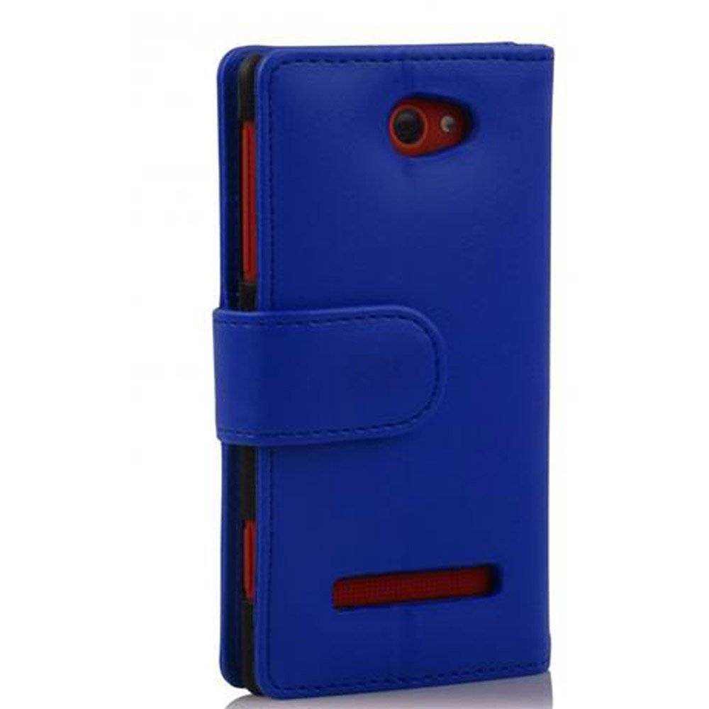 Cadorabo Handy Hülle für HTC 8S  Hülle in BRILLANT BLAU , Schutzhülle Tasche case cover mit Kartenfach im glatten Design
