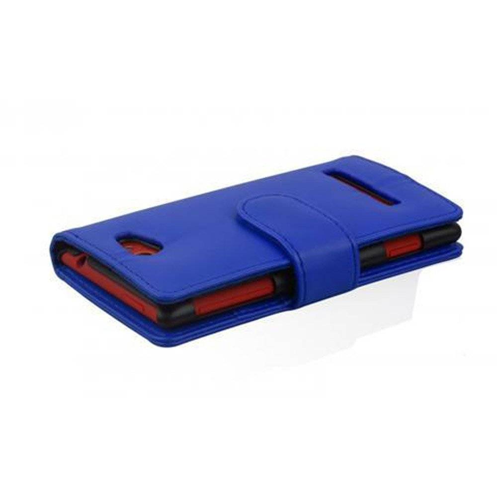 Cadorabo Handy Hülle für HTC 8S  Hülle in BRILLANT BLAU , Schutzhülle Tasche case cover mit Kartenfach im glatten Design