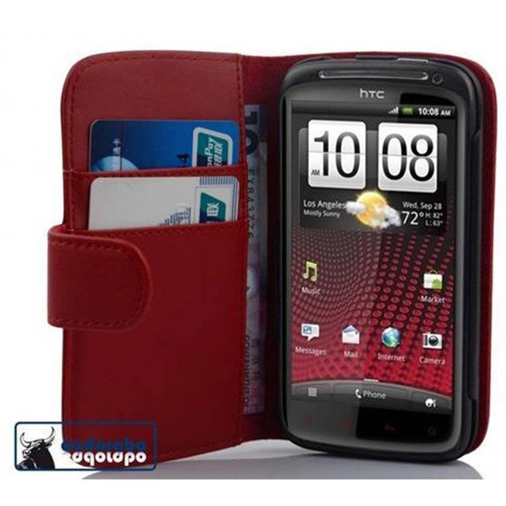 Cadorabo Handy Hülle für HTC SENSATION XE  Hülle in CHILI ROT , Schutzhülle Tasche case cover mit Kartenfach im glatten Design