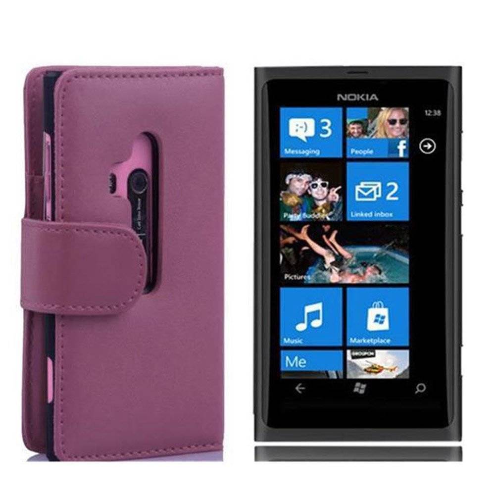 Cadorabo Handy Hülle für Nokia Lumia 800 Hülle in ANTIK ROSA , Schutzhülle Tasche case cover mit Kartenfach im glatten Design