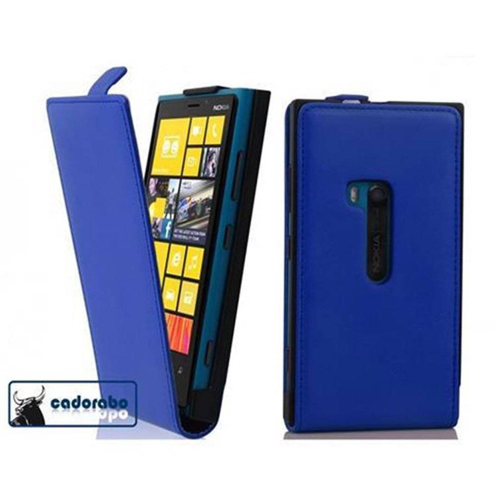 Cadorabo Hülle für Nokia Lumia 920 Hülle in BRILLIANT BLAU - Handyhülle im Flip Design aus glattem Textilleder - Case Cover Schutzhülle Etui Tasc