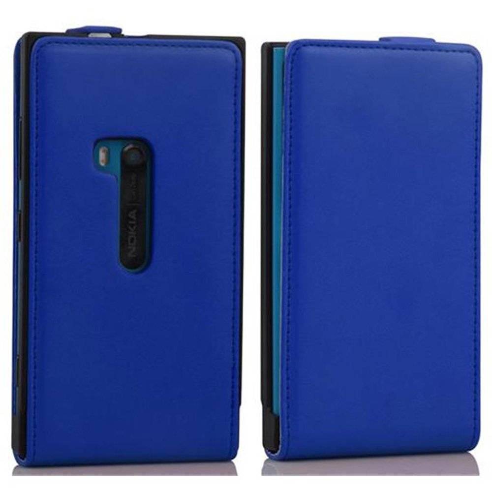 Cadorabo Hülle für Nokia Lumia 920 Hülle in BRILLIANT BLAU - Handyhülle im Flip Design aus glattem Textilleder - Case Cover Schutzhülle Etui Tasc