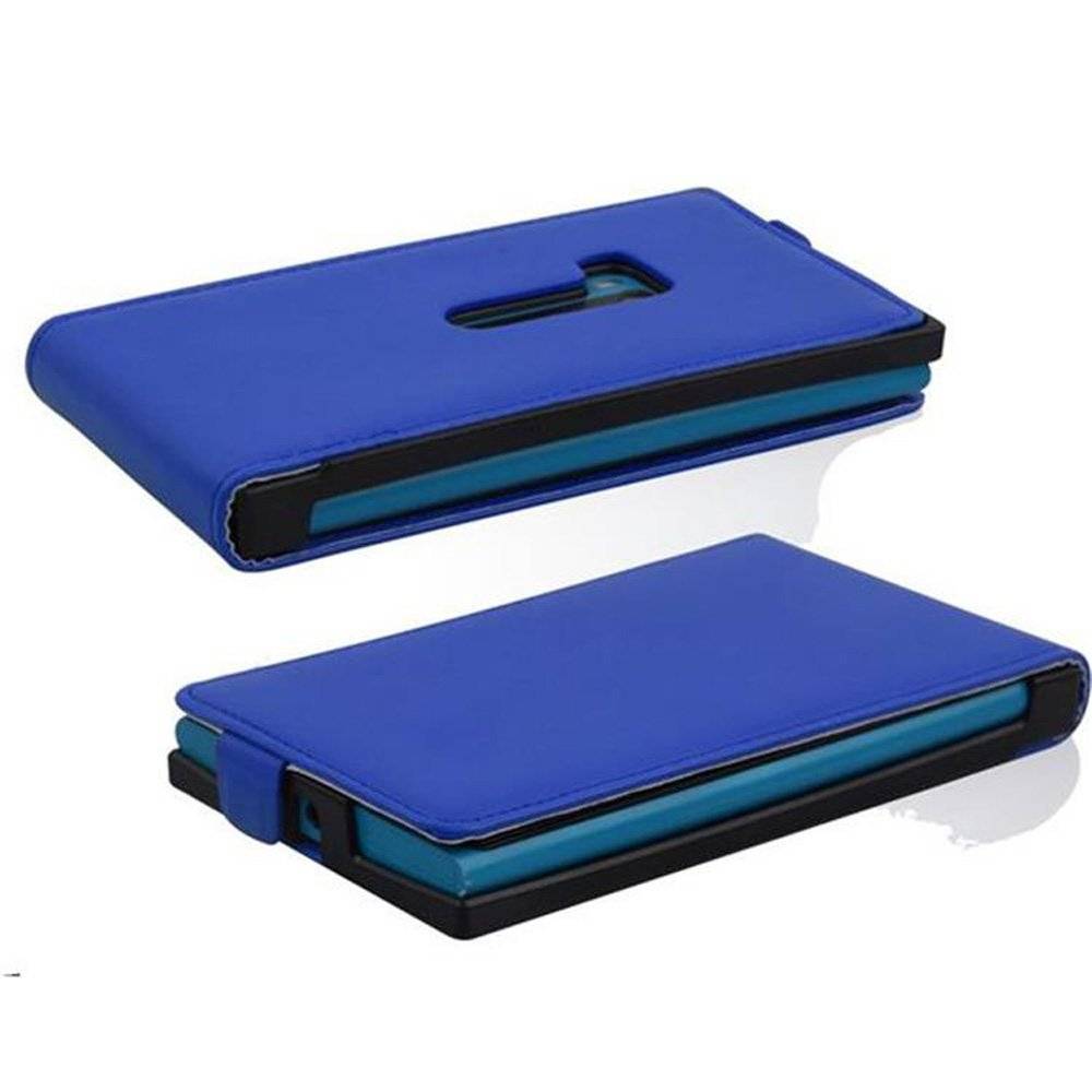 Cadorabo Hülle für Nokia Lumia 920 Hülle in BRILLIANT BLAU - Handyhülle im Flip Design aus glattem Textilleder - Case Cover Schutzhülle Etui Tasc
