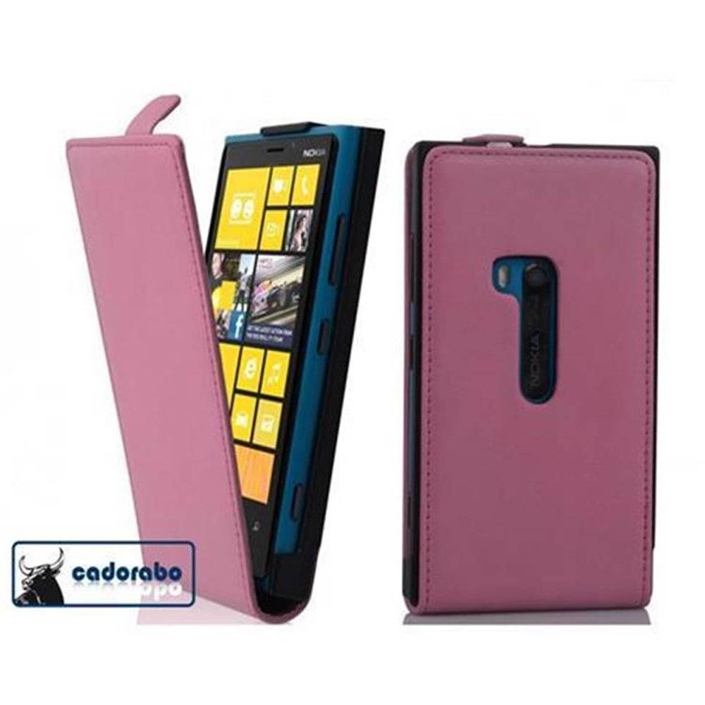 Cadorabo Hülle für Nokia Lumia 920 Hülle in ALT ROSA - Handyhülle im Flip Design aus glattem Textilleder - Case Cover Schutzhülle Etui Tasche Boo