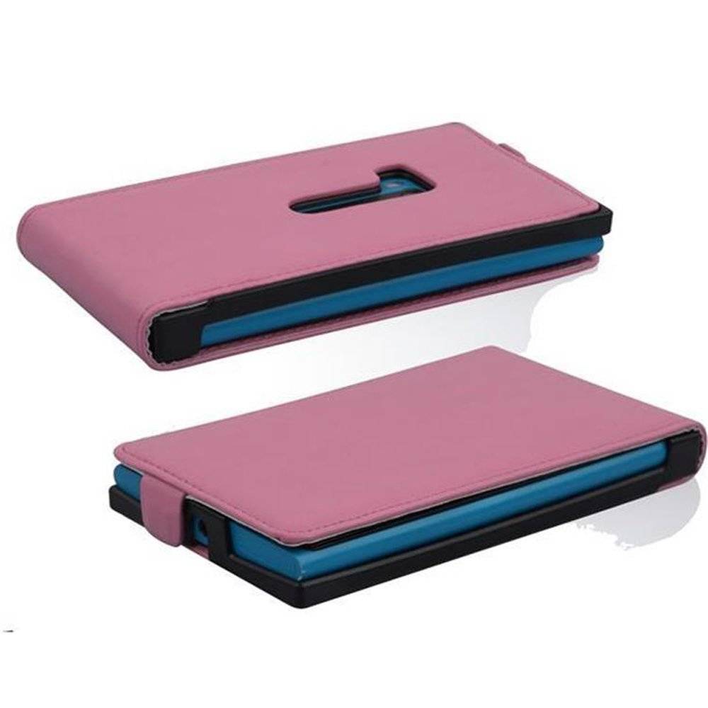 Cadorabo Hülle für Nokia Lumia 920 Hülle in ALT ROSA - Handyhülle im Flip Design aus glattem Textilleder - Case Cover Schutzhülle Etui Tasche Boo
