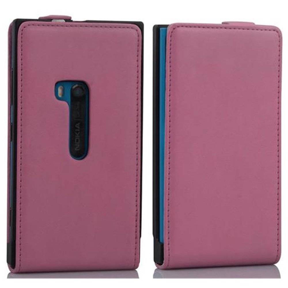 Cadorabo Hülle für Nokia Lumia 920 Hülle in ALT ROSA - Handyhülle im Flip Design aus glattem Textilleder - Case Cover Schutzhülle Etui Tasche Boo