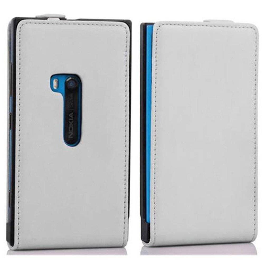 Cadorabo Hülle für Nokia Lumia 920 Hülle in POLAR WEIß - Handyhülle im Flip Design aus glattem Textilleder - Case Cover Schutzhülle Etui Tasche