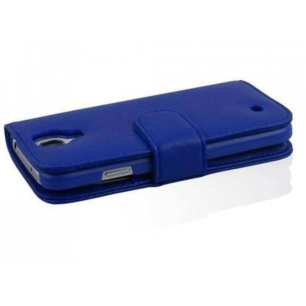 Cadorabo Handy Hülle für Galaxy S4 Hülle in BRILLANT BLAU , Schutzhülle Tasche case cover mit Kartenfach im glatten Design