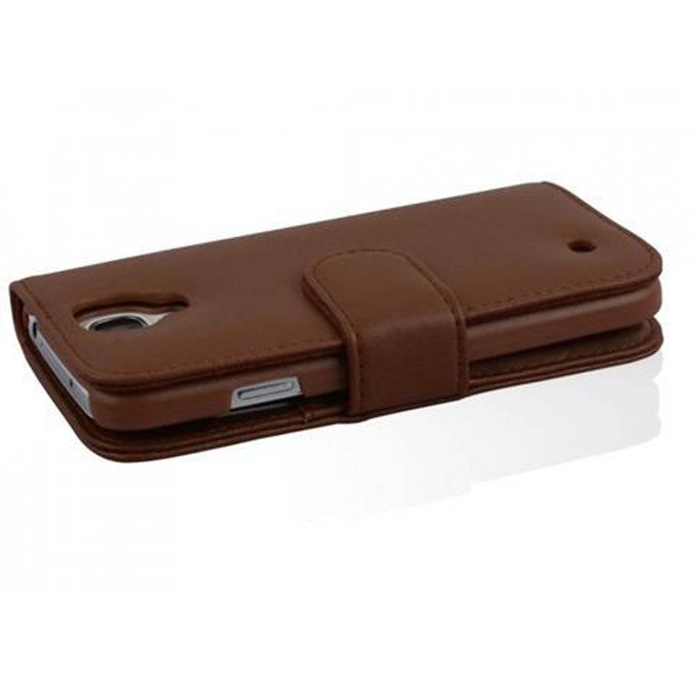 Cadorabo Handy Hülle für Galaxy S4 Hülle in KAKAO BRAUN , Schutzhülle Tasche case cover mit Kartenfach im glatten Design