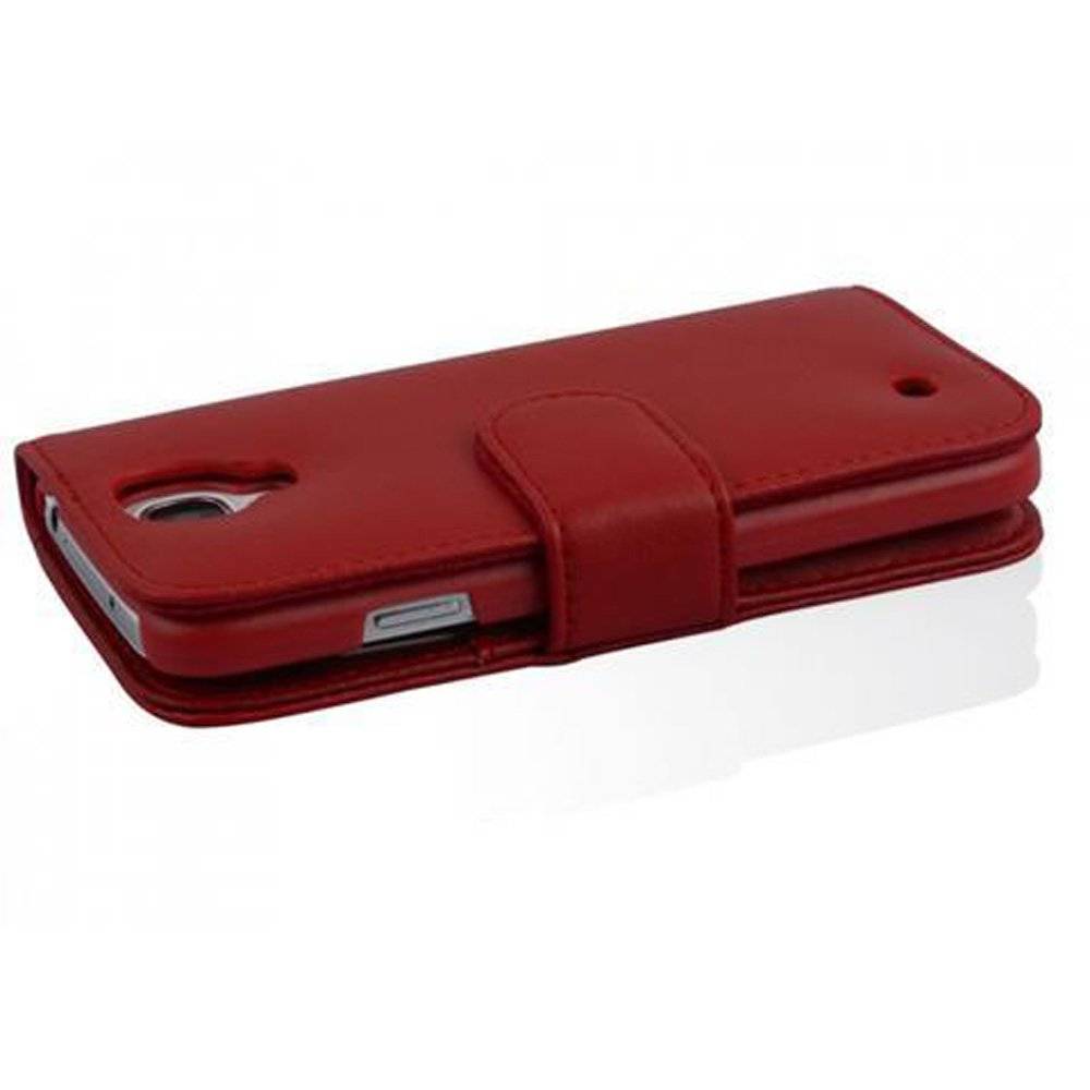 Cadorabo Handy Hülle für Galaxy S4 Hülle in CHILI ROT , Schutzhülle Tasche case cover mit Kartenfach im glatten Design