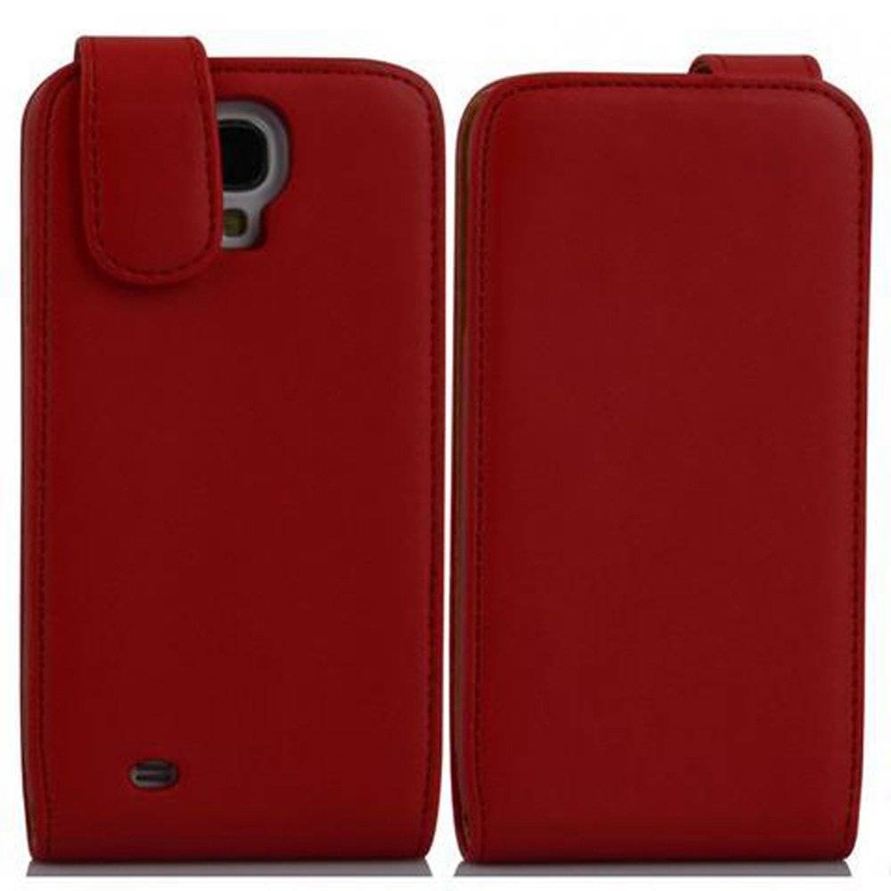 Cadorabo Hülle für Samsung Galaxy S4 Hülle in CHILI ROT - Handyhülle im Flip Design aus glattem Textilleder - Case Cover Schutzhülle Etui Tasche