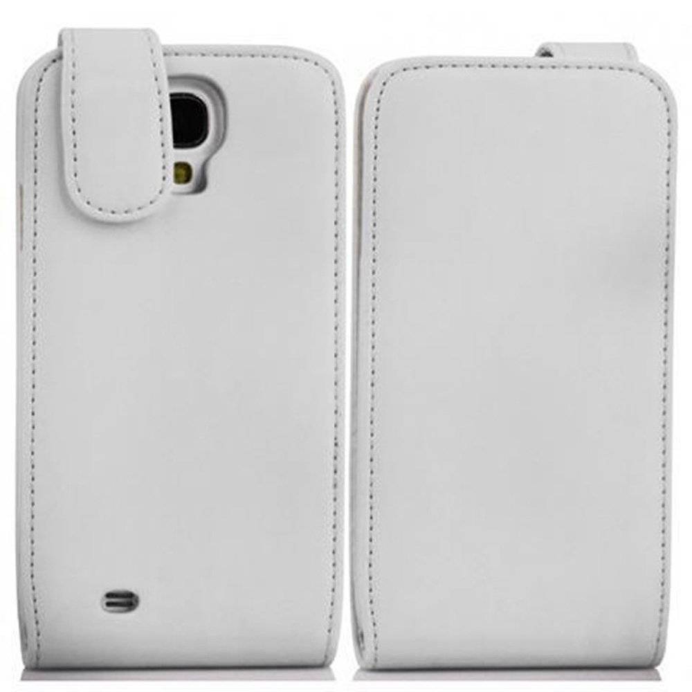 Cadorabo Hülle für Samsung Galaxy S4 Hülle in POLAR WEIß - Handyhülle im Flip Design aus glattem Textilleder - Case Cover Schutzhülle Etui Tasch