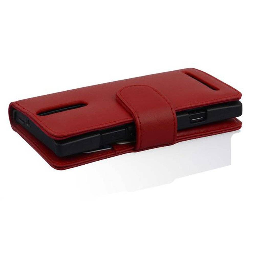 Cadorabo Handy Hülle für Sony Xperia S  Hülle in CHILI ROT , Schutzhülle Tasche case cover mit Kartenfach im glatten Design