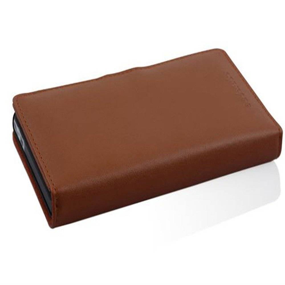 Cadorabo Handy Hülle für Sony Xperia Z (1. Gen.)  Hülle in KAKAO BRAUN , Schutzhülle Tasche case cover mit Kartenfach im glatten Design