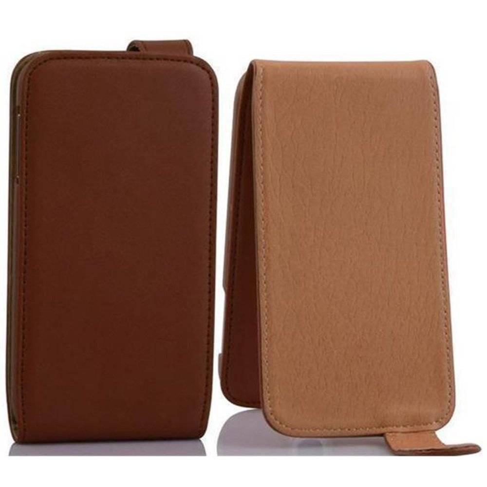 Cadorabo Hülle für Sony Xperia Z1 Hülle in KAKAO BRAUN - Handyhülle im Flip Design aus glattem Textilleder - Case Cover Schutzhülle Etui Tasche B