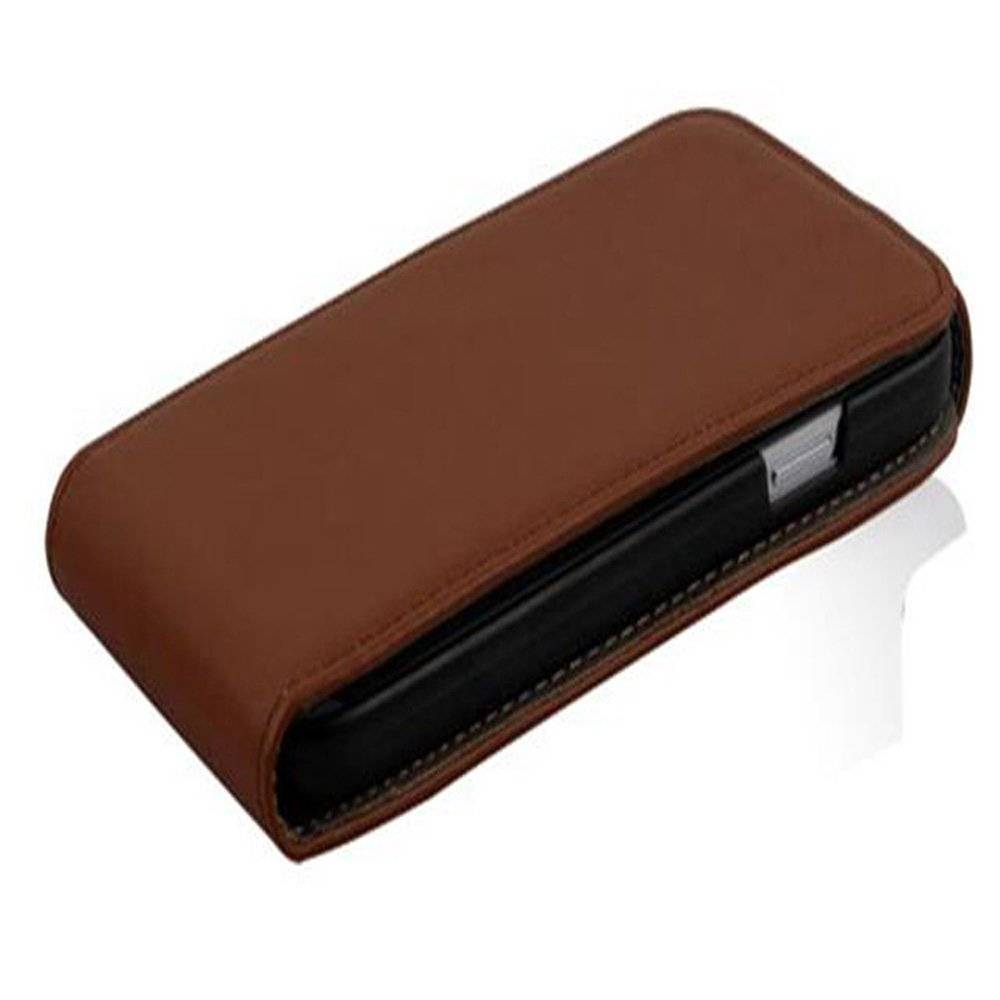 Cadorabo Hülle für Sony Xperia Z1 Hülle in KAKAO BRAUN - Handyhülle im Flip Design aus glattem Textilleder - Case Cover Schutzhülle Etui Tasche B