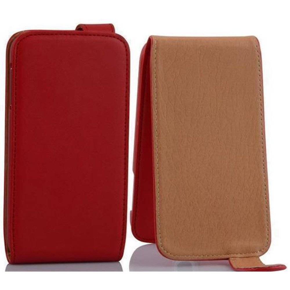 Cadorabo Hülle für Sony Xperia Z1 Hülle in CHILI ROT - Handyhülle im Flip Design aus glattem Textilleder - Case Cover Schutzhülle Etui Tasche Boo