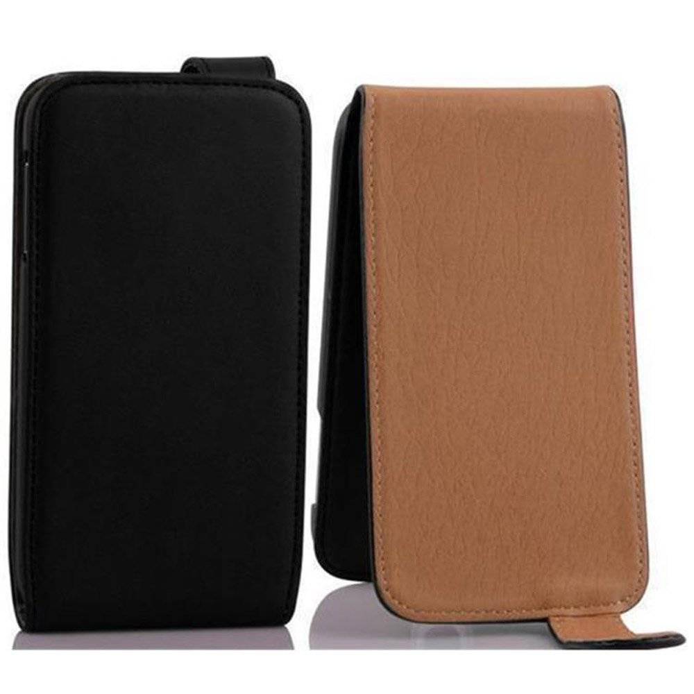 Cadorabo Hülle für Sony Xperia Z1 Hülle in KAVIAR SCHWARZ - Handyhülle im Flip Design aus glattem Textilleder - Case Cover Schutzhülle Etui Tasch