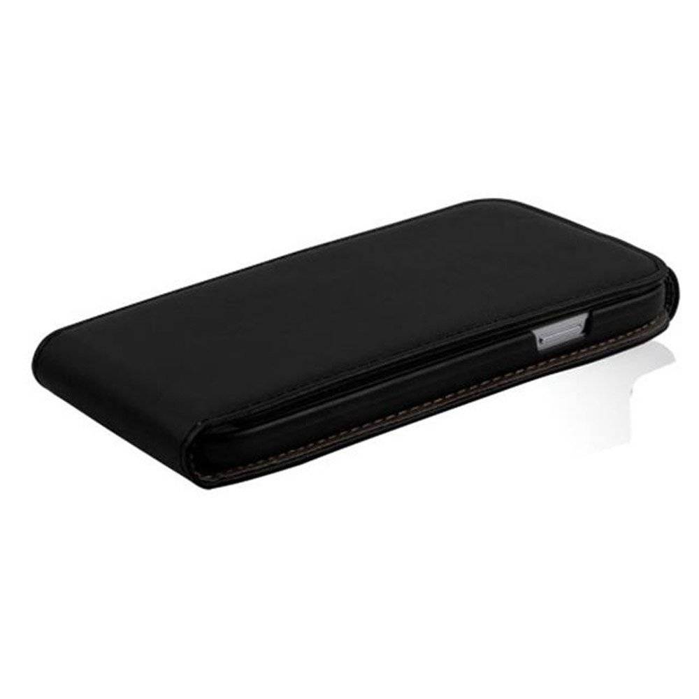 Cadorabo Hülle für Sony Xperia Z1 Hülle in KAVIAR SCHWARZ - Handyhülle im Flip Design aus glattem Textilleder - Case Cover Schutzhülle Etui Tasch