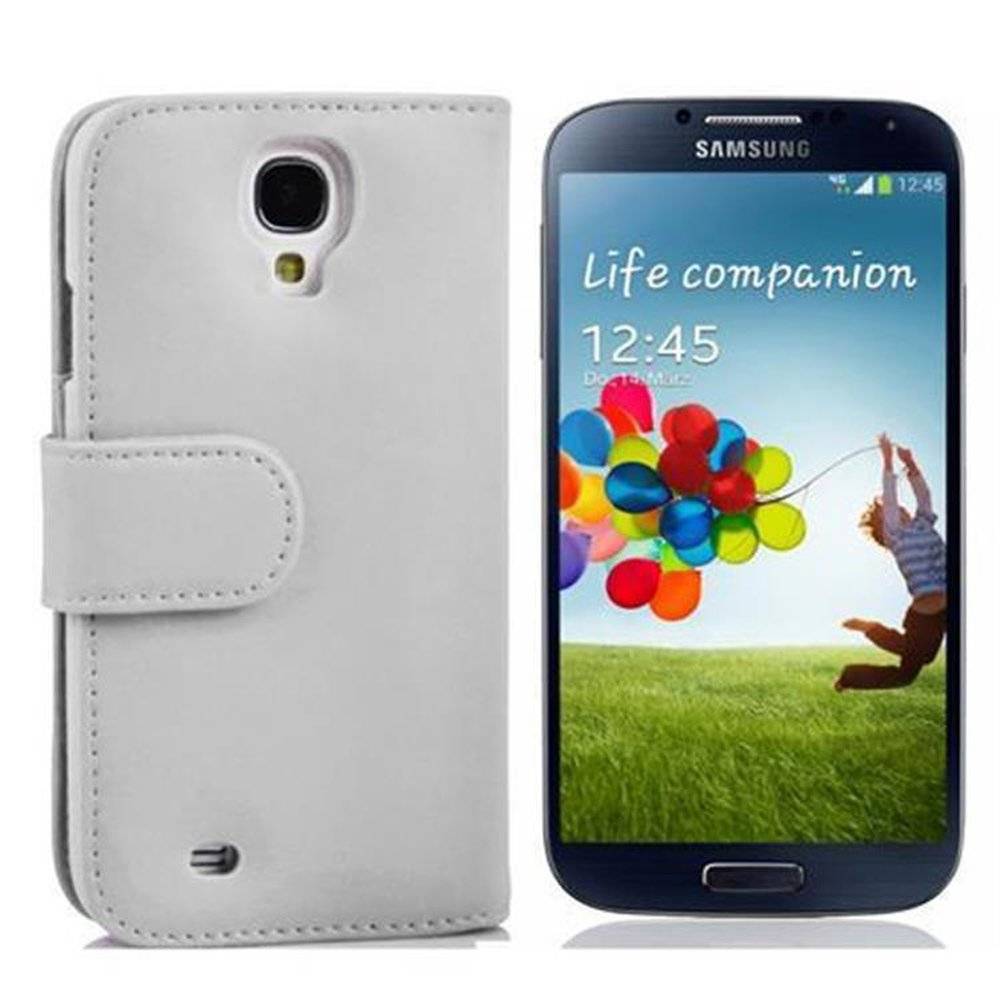 Cadorabo Handy Hülle für Galaxy S4 Hülle in POLAR WEIß , Schutzhülle Tasche case cover mit Kartenfach im glatten Design