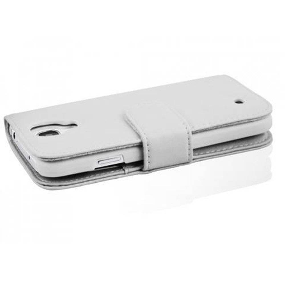 Cadorabo Handy Hülle für Galaxy S4 Hülle in POLAR WEIß , Schutzhülle Tasche case cover mit Kartenfach im glatten Design