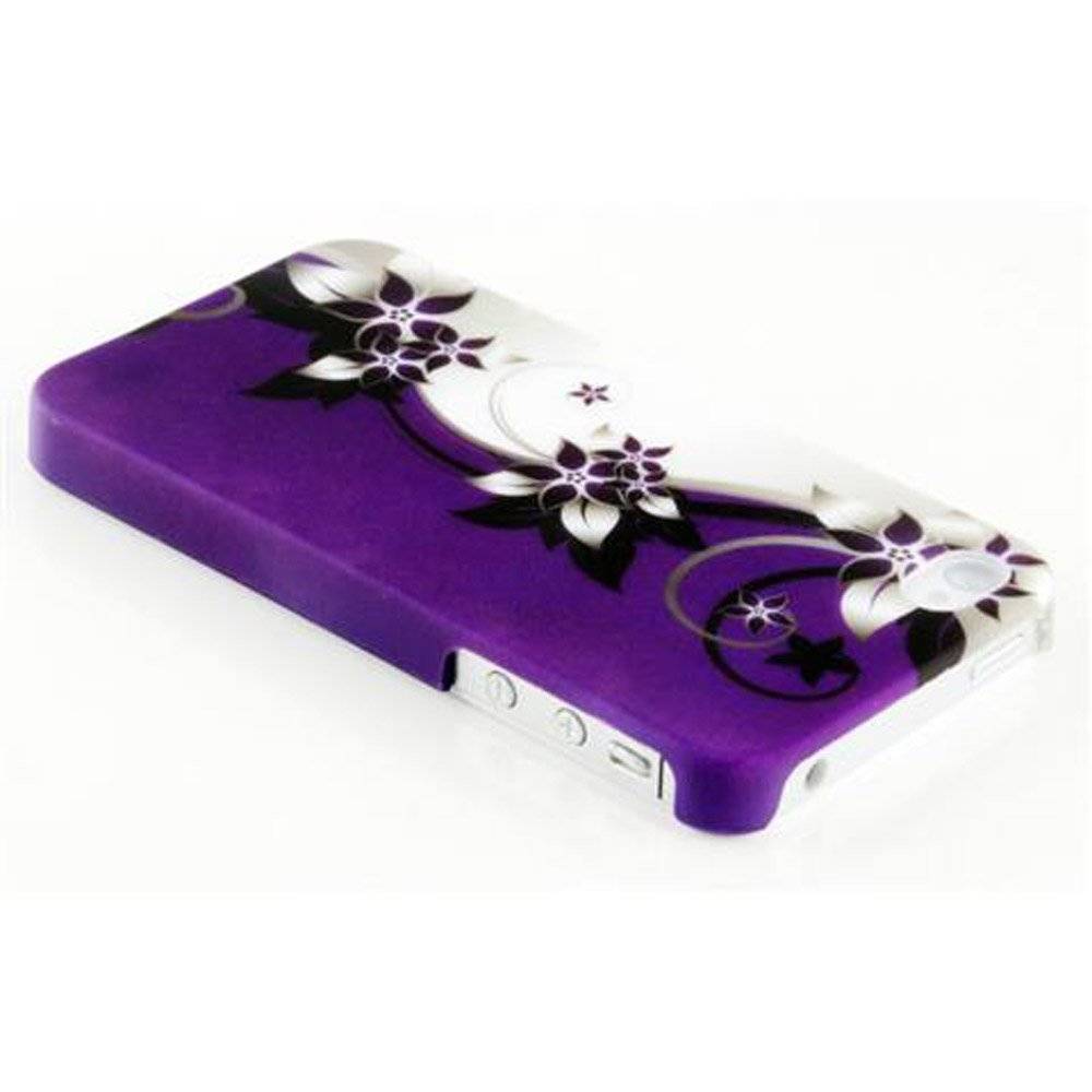 Cadorabo Hülle kompatibel mit Apple iPhone 4 / iPhone 4S - Hülle im LILA VEILCHEN– Handyhülle aus TPU Silikon mit Aufdruck - Silikonhülle Schutz