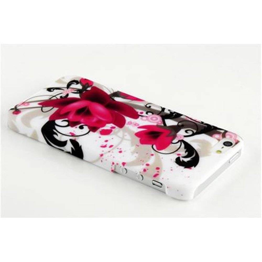 Cadorabo Hülle kompatibel mit Apple iPhone 5 / iPhone 5S / iPhone SE - Hülle im ROTE ROSE– Handyhülle aus TPU Silikon mit Aufdruck - Silikonhüll