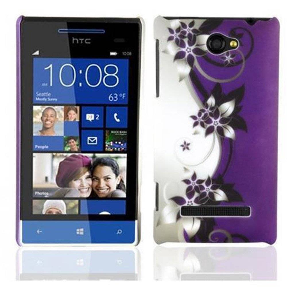Cadorabo Hülle kompatibel mit HTC 8S  - Hülle im LILA VEILCHEN– Handyhülle aus TPU Silikon mit Aufdruck - Silikonhülle Schutzhülle Ultra Slim S