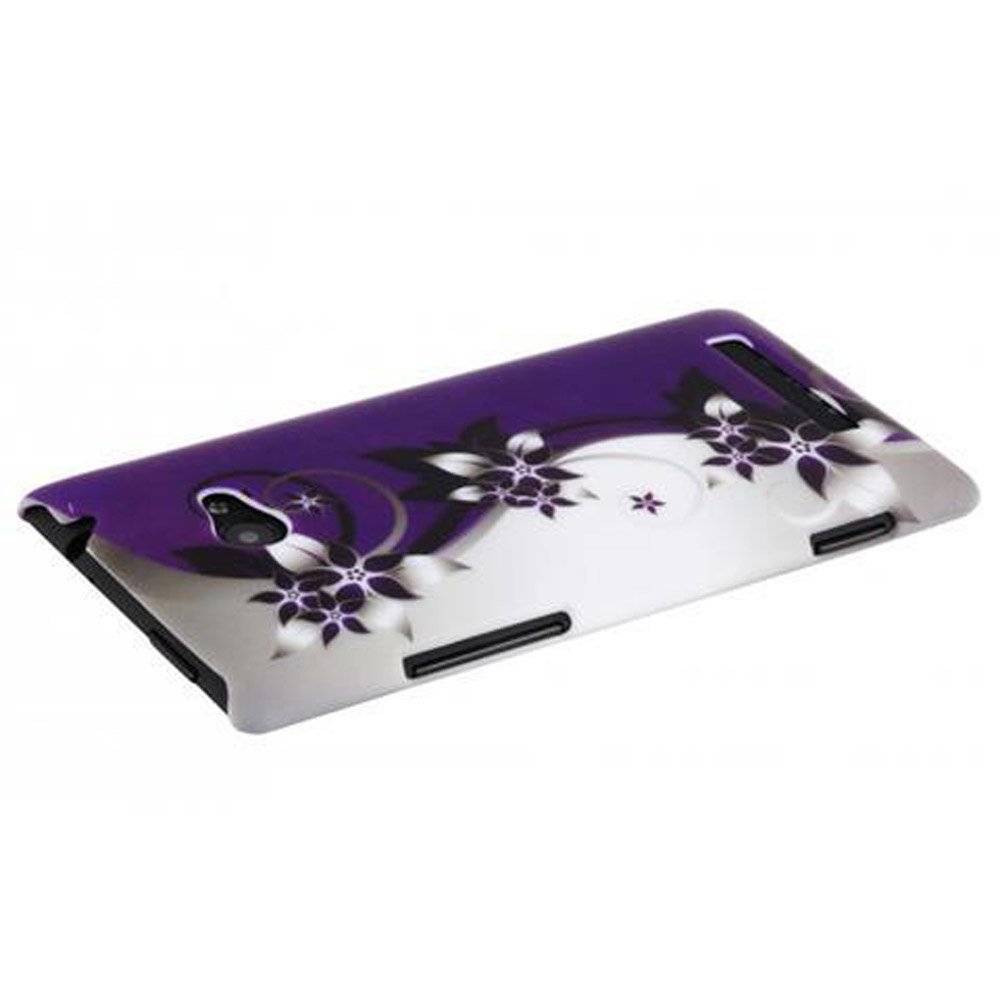 Cadorabo Hülle kompatibel mit HTC 8S  - Hülle im LILA VEILCHEN– Handyhülle aus TPU Silikon mit Aufdruck - Silikonhülle Schutzhülle Ultra Slim S