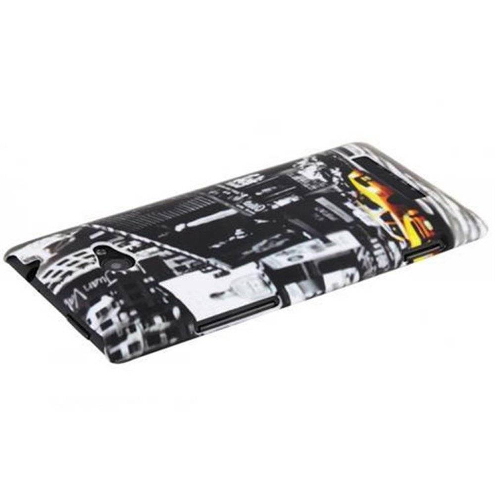 Cadorabo Hülle kompatibel mit HTC 8X - Hülle im NEW YORK CAB– Handyhülle aus TPU Silikon mit Aufdruck - Silikonhülle Schutzhülle Ultra Slim Sof