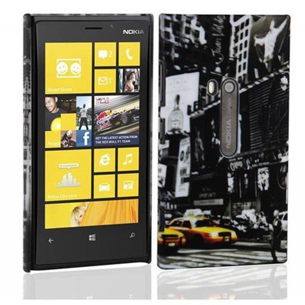 Cadorabo Hülle kompatibel mit Nokia Lumia 800 - Hülle im NEW YORK CAB– Handyhülle aus TPU Silikon mit Aufdruck - Silikonhülle Schutzhülle Ultra
