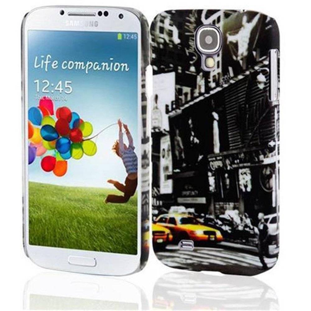 Cadorabo Hülle kompatibel mit Samsung Galaxy S4 - Hülle im NEW YORK CAB– Handyhülle aus TPU Silikon mit Aufdruck - Silikonhülle Schutzhülle Ult