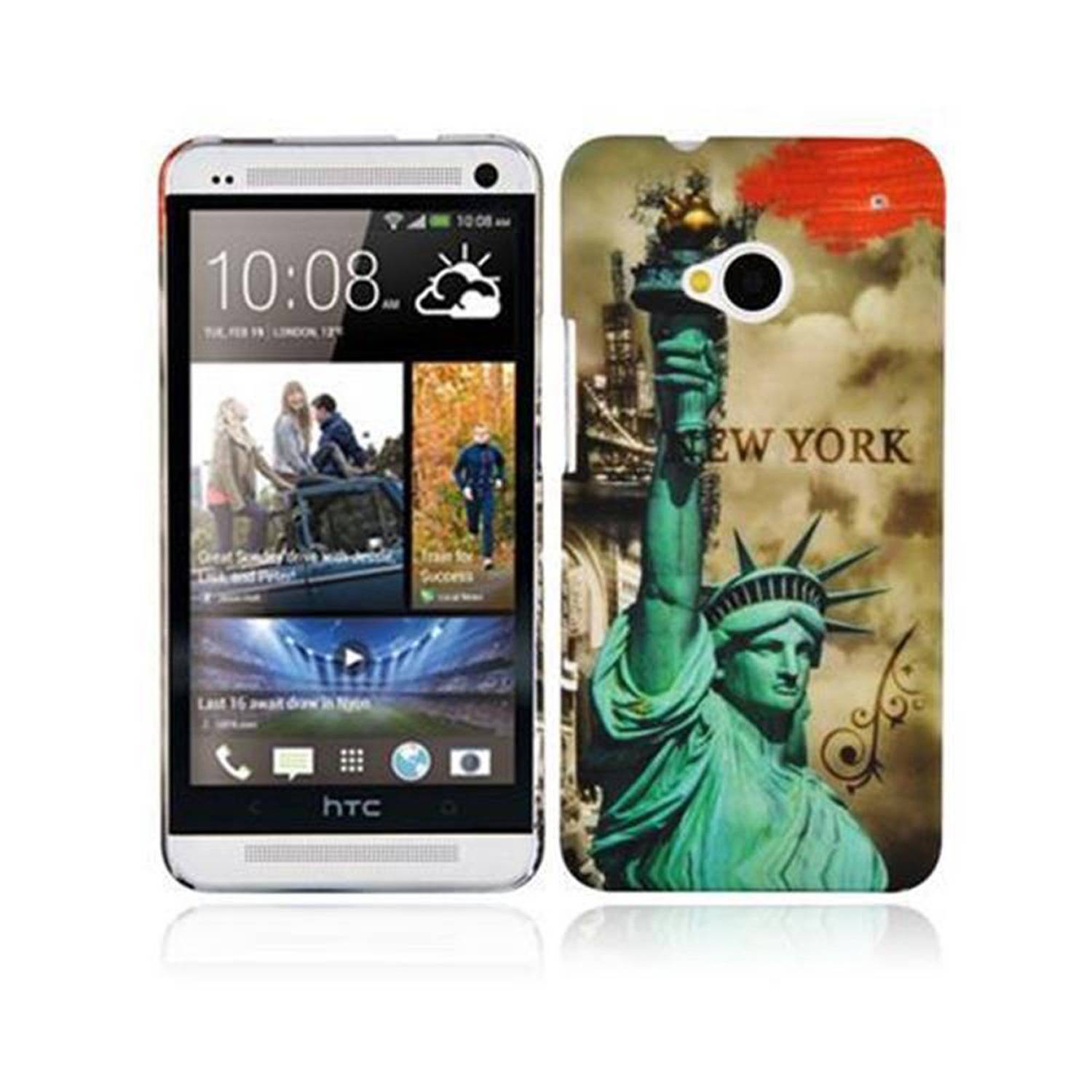 Cadorabo Hülle für HTC ONE M7 Schutz Hülle in Braun Hard Case Schutzhülle Handyhülle Cover Etui